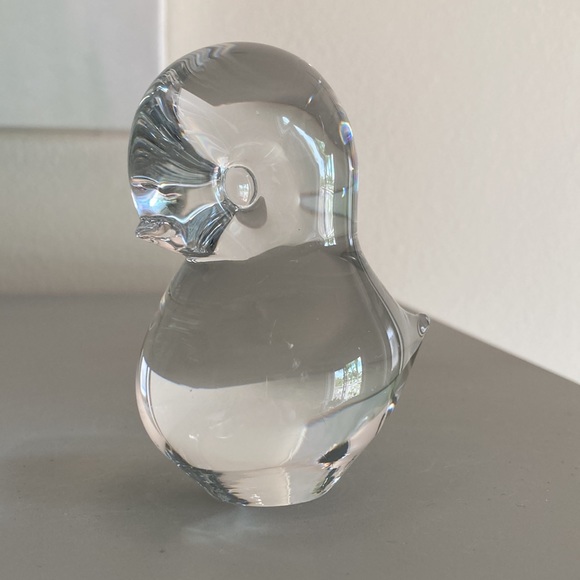 Large Vintage Glass Paperweight Baby Chick Bird Figurine Clear Tall 3.5 inches - Picture 1 of 12
